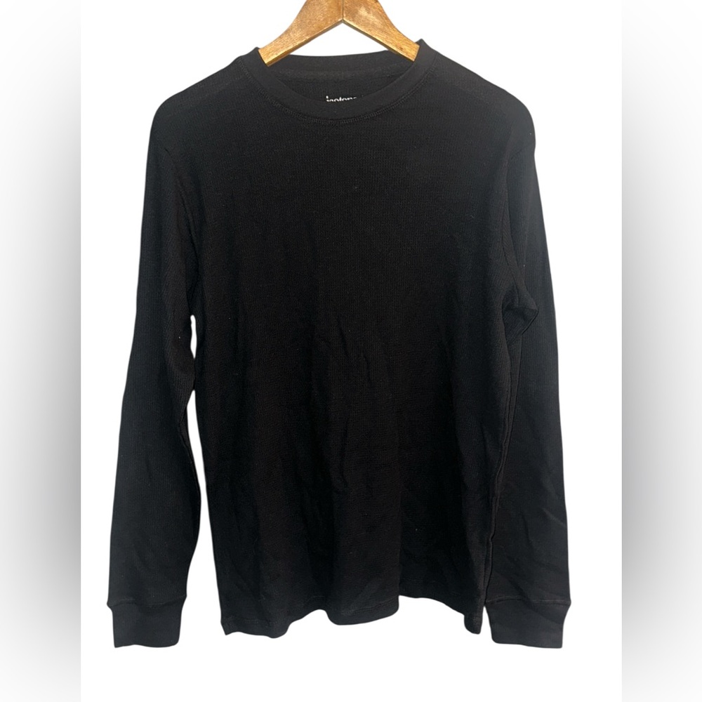 Isotoner Black Long Sleeve Tee Classic Crew Neck